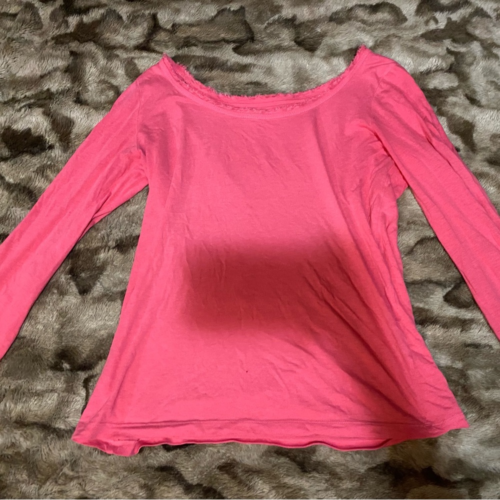 Ann Taylor LOFT Hot Pink Long Sleeve Shirt S